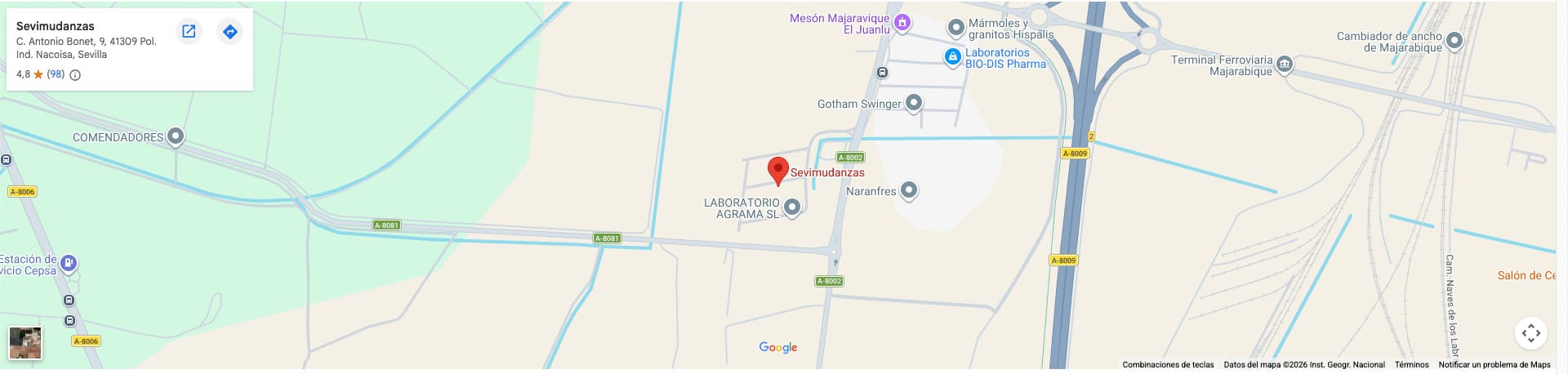 Ubicación de Sevimudanzas en Sevilla